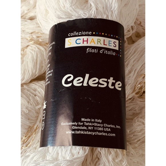 4 Skeins Tahki Tubular Nett Yarn/Fabric Celeste S Charles White Metallic New - Picture 7 of 10